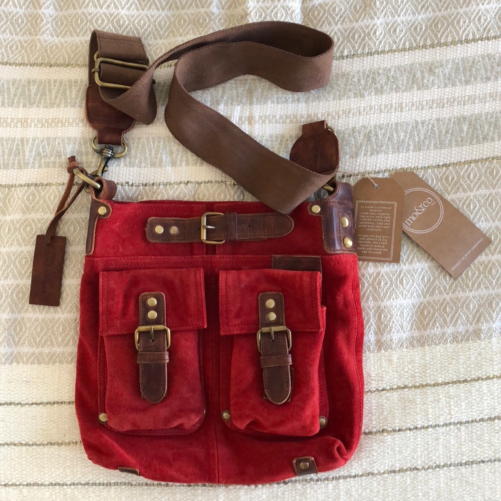 Red Suede Cross Body Bag